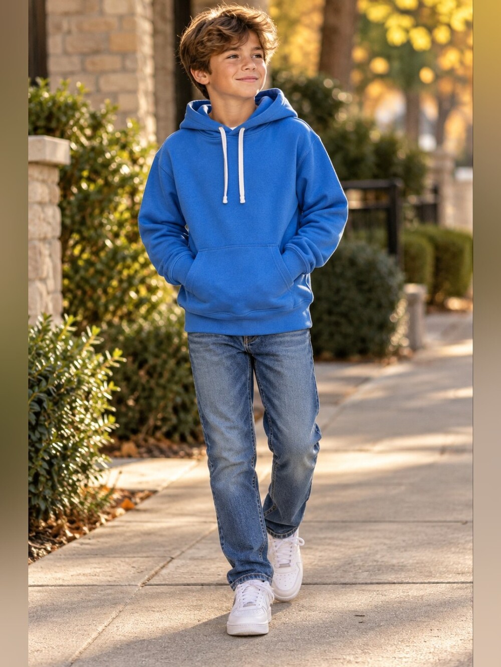 Polo Ralph Lauren Blue Fleece Pullover Hoodie Youth Medium Unisex